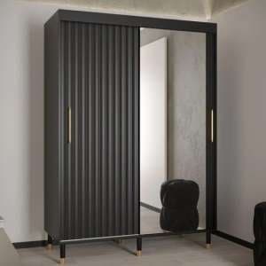 Adel II Mirrored Wardrobe With 2 Sliding Doors 150cm In Black - UK
