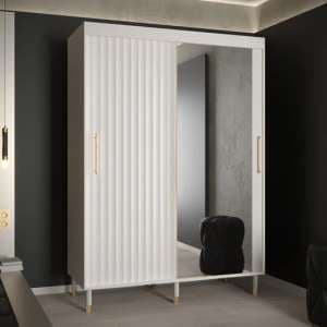 Adel II Mirrored Wardrobe With 2 Sliding Doors 150cm In White - UK