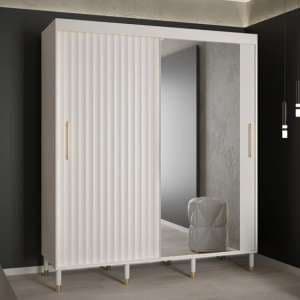 Adel II Mirrored Wardrobe With 2 Sliding Doors 180cm In White - UK
