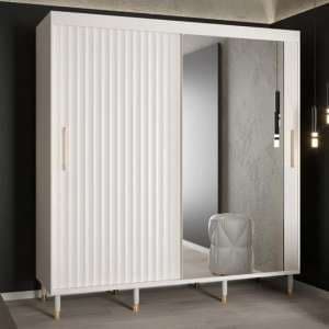 Adel II Mirrored Wardrobe With 2 Sliding Doors 200cm In White - UK