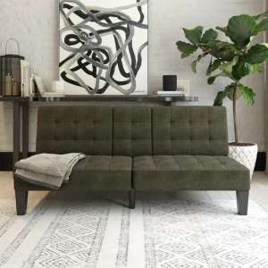 Adel Convertible Futon Linen Fabric Sofa Bed In Grey - UK