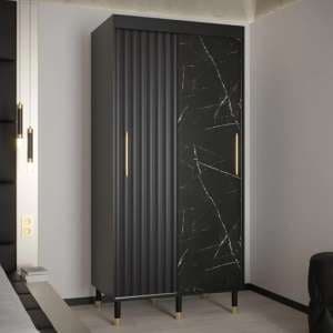 Adel Wooden Wardrobe With 2 Sliding Doors 100cm In Black - UK