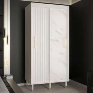 Adel Wooden Wardrobe With 2 Sliding Doors 100cm In White - UK
