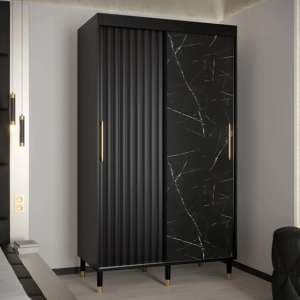 Adel Wooden Wardrobe With 2 Sliding Doors 120cm In Black - UK