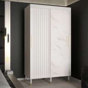 Adel Wooden Wardrobe With 2 Sliding Doors 120cm In White - UK