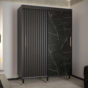 Adel Wooden Wardrobe With 2 Sliding Doors 150cm In Black - UK