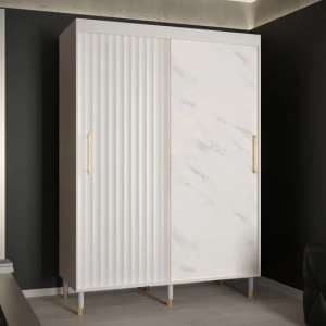 Adel Wooden Wardrobe With 2 Sliding Doors 150cm In White - UK