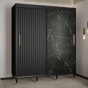 Adel Wooden Wardrobe With 2 Sliding Doors 180cm In Black - UK