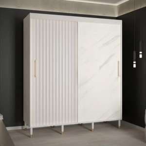 Adel Wooden Wardrobe With 2 Sliding Doors 180cm In White - UK