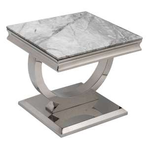 Adica Marble End Table In Grey With Chrome Metal Base