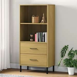 Adica Solid Wood Bookcase With 2 Drawers In Brown