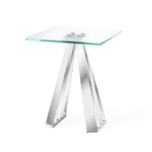 Arnside Clear Glass Side Table With Stainless Steel Base