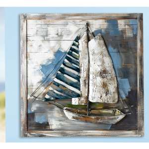 Admiral Picture Metal Wall Art In Brown And Blue - UK