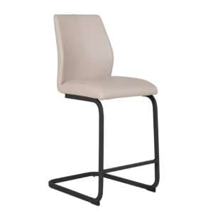 Adoncia Faux Leather Counter Bar Chair In Taupe - UK