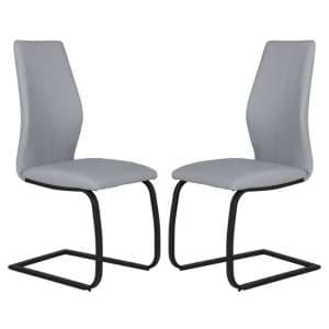 Adoncia Grey Faux Leather Dining Chairs In Pair - UK