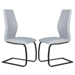 Adoncia Silver Faux Leather Dining Chairs In Pair - UK