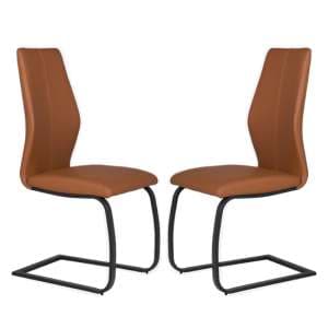 Adoncia Tan Faux Leather Dining Chairs In Pair - UK