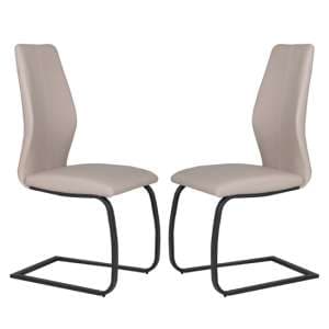Adoncia Taupe Faux Leather Dining Chairs In Pair - UK