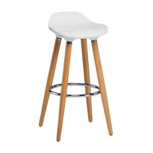 Adoni Bar Stool In Natural Beech Wooden Legs In White Frame