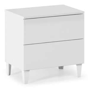 Adonia Wooden Bedside Cabinet With 2 Drawers In White - UK