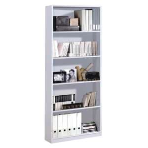 Adonia Wooden Book Shelf With 5 Shelves In White - UK