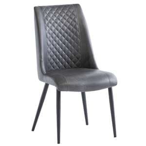 Adora Faux Leather Dining Chair In Grey - UK