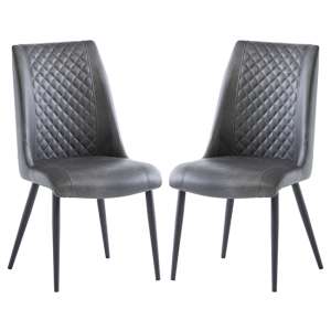 Adora Grey Faux Leather Dining Chairs In Pair - UK