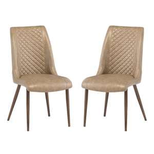 Adora Taupe Faux Leather Dining Chairs In Pair - UK