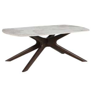 Adria Ceramic Coffee Table With Brown Walnut Legs - UK