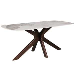 Adria Ceramic Dining Table Rectangular With Brown Legs - UK