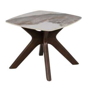 Adria Ceramic Lamp Table With Brown Walnut Legs