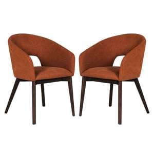 Adria Rust Woven Fabric Dining Chairs In Pair - UK