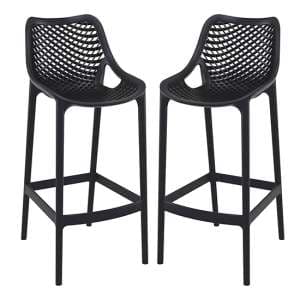 Adrian Black Polypropylene And Glass Fiber Bar Chairs In Pair
