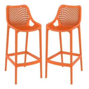Adrian Orange Polypropylene And Glass Fiber Bar Chairs In Pair