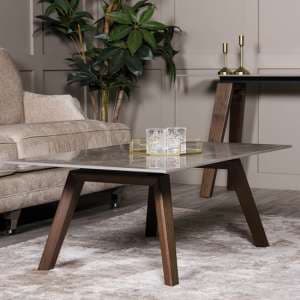 Adrian Sintered Stone Top Coffee Table In Latte - UK