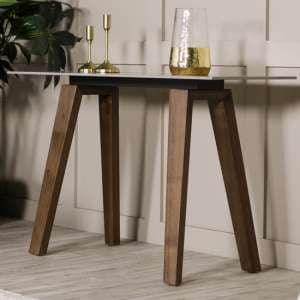 Adrian Sintered Stone Top Console Table In Latte - UK
