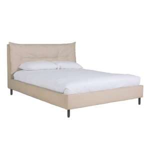 Adriel Boucle Fabric Double Bed In Latte - UK