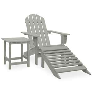 Adrius Garden Chair With Ottoman And Table In Grey - UK