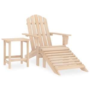 Adrius Garden Chair With Ottoman And Table In Light Brown - UK