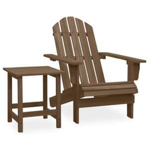 Adrius Solid Fir Wood Garden Chair With Table In Brown - UK