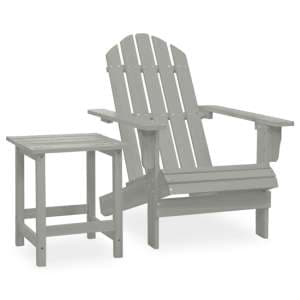 Adrius Solid Fir Wood Garden Chair With Table In Grey - UK