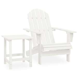 Adrius Solid Fir Wood Garden Chair With Table In White - UK