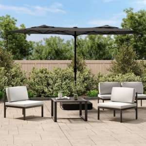 Aelia Fabric Double-Head Parasol In Anthracite With LED Lights - UK
