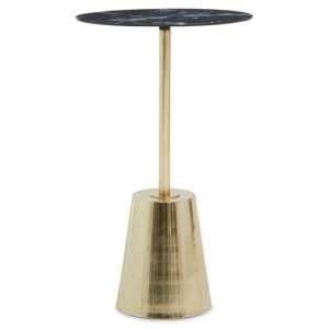Aeolia Black Marble Effect Top Side Table With Gold Metal Base - UK