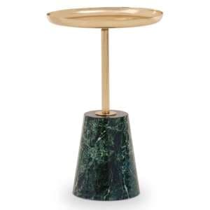 Aeolia Gold Metal Top Side Table With Green Marble Effect Base - UK