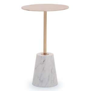 Aeolia Gold Metal Top Side Table With White Marble Effect Base - UK