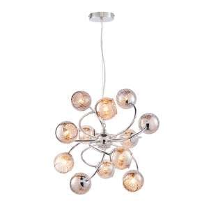 Aerith 12 Lights Smoked Glass Ceiling Pendant Light In Chrome - UK