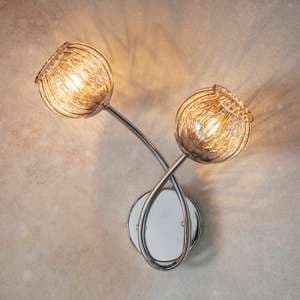 Aerith 2 Lights Smoked Glass Wall Light In Polished Chrome - UK