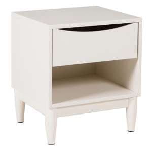 Afon Wooden Bedside Cabinet With 1 Drawer In White - UK