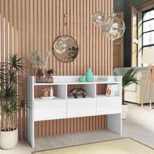 Afton High Gloss Sideboard With 3 Drawers In White - UK